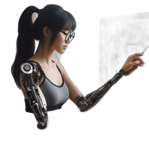 robot, cyberpunk, concept art, 3d render transparent PNG cut-out