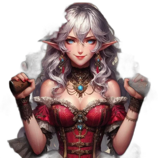 face, dress, staff, dragon transparent PNG cut-out