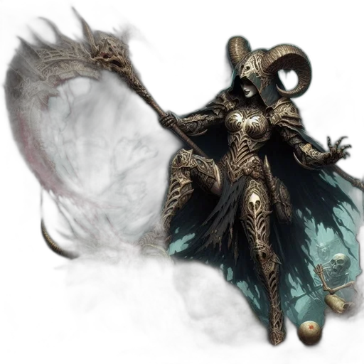 dragon, mask, creature, staff transparent PNG cut-out