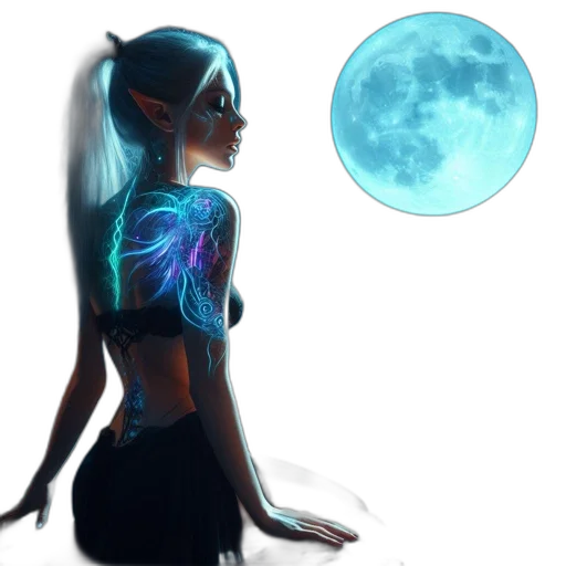 dress, creature, staff, fantasy art transparent PNG cut-out