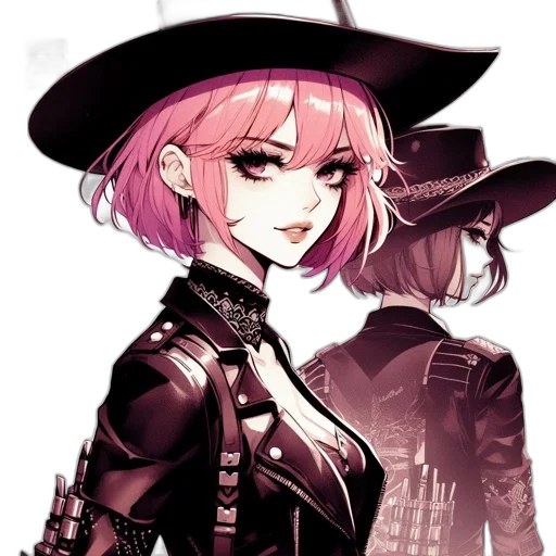 hat, jacket, staff, weapon transparent PNG cut-out