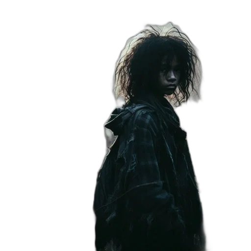 hair, jacket, creature, mask transparent PNG cut-out