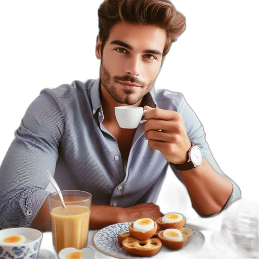 food, photorealistic, man, dark transparent PNG cut-out