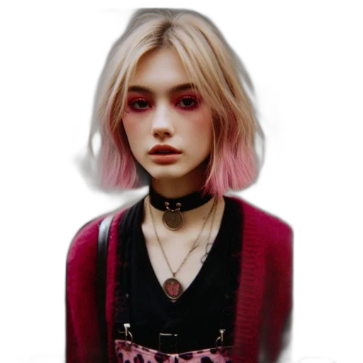 face, hair, jewelry, jacket transparent PNG cut-out