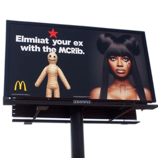 3d render, billboard, advertises, mcrib transparent PNG cut-out