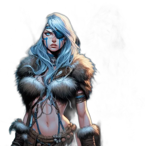 comic book art, fantasy art, concept art, blue transparent PNG cut-out