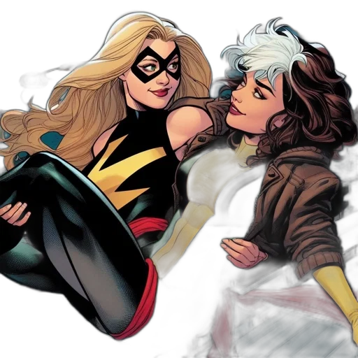 comic book art, concept art, two, female transparent PNG cut-out