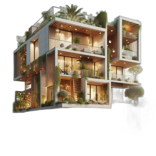 building, 3d render, photorealistic, concept art transparent PNG cut-out