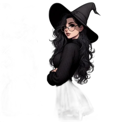 hat, staff, dress, fantasy art transparent PNG cut-out