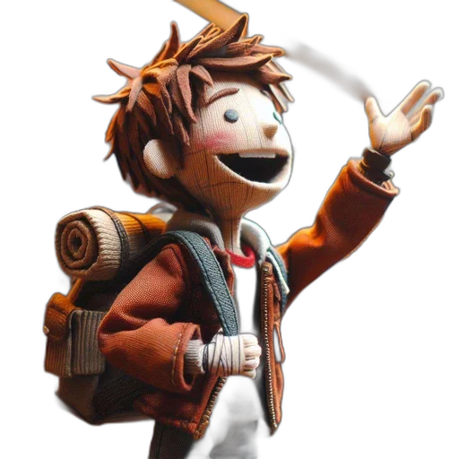 jacket, staff, robot, 3d render transparent PNG cut-out