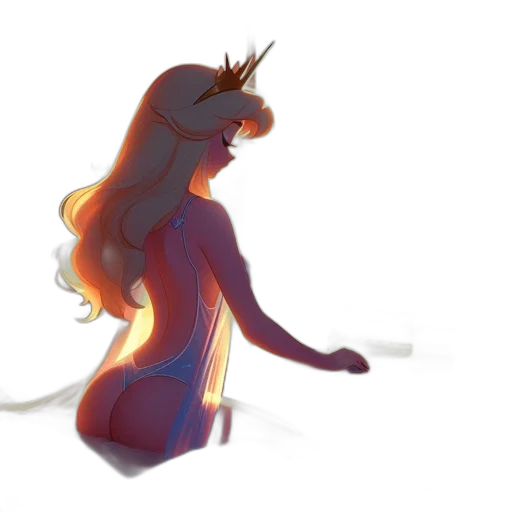 dress, crown, creature, staff transparent PNG cut-out