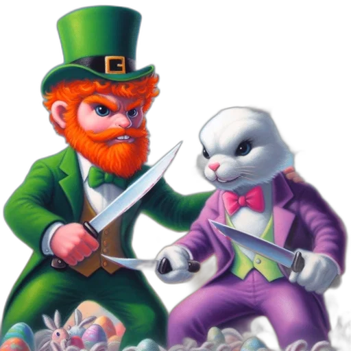concept art, leprechaun, rabbit, each transparent PNG cut-out