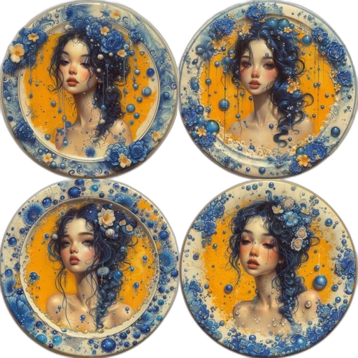 jewelry, fantasy art, oil painting, blue transparent PNG cut-out