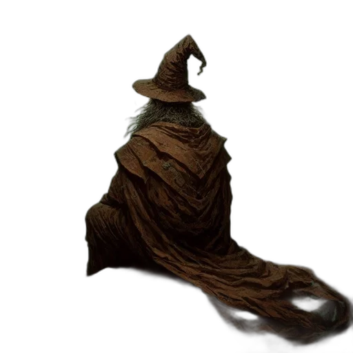 hat, staff, creature, dress transparent PNG cut-out