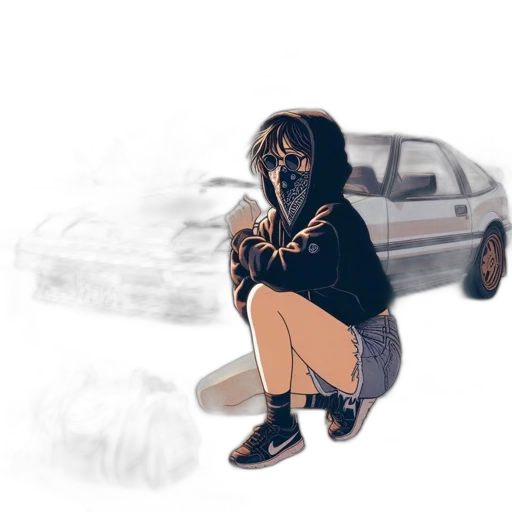 car, jacket, face, concept art transparent PNG cut-out