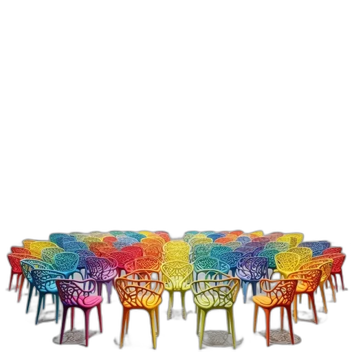 furniture, 3d render, colorful, neon transparent PNG cut-out