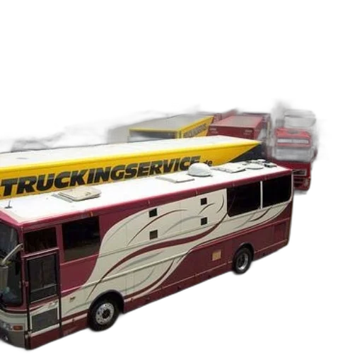 3d render, maroon, white, bus transparent PNG cut-out