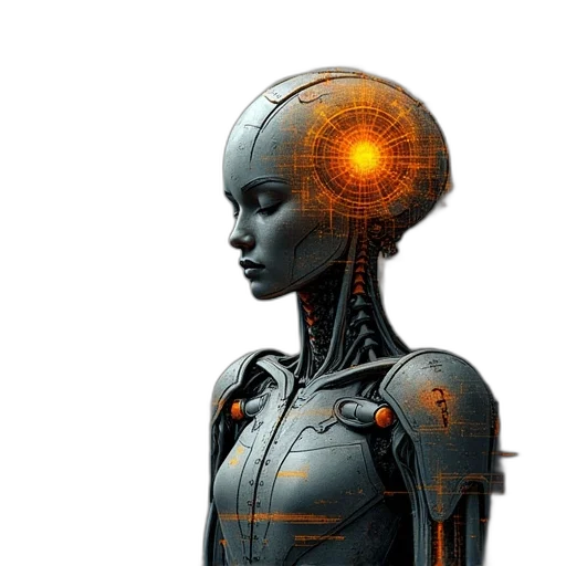 robot, cyberpunk, concept art, 3d render transparent PNG cut-out