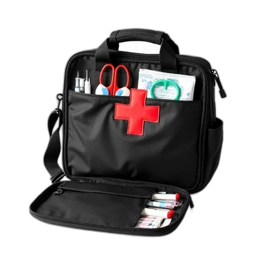 black, medical, bag, red transparent PNG cut-out