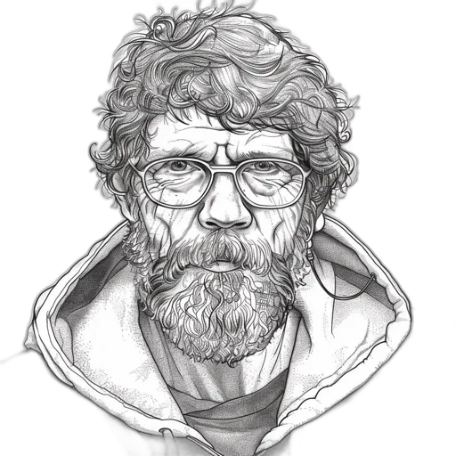 face, jacket, staff, pencil sketch transparent PNG cut-out