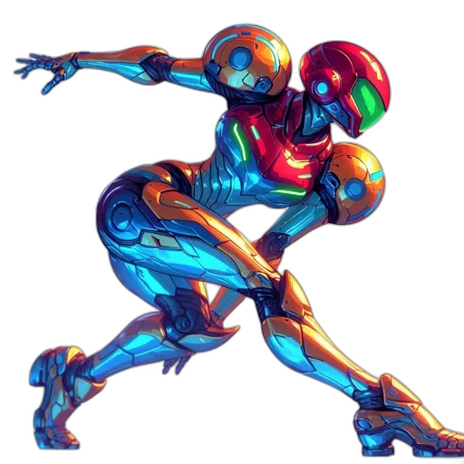 robot, concept art, pixel art, vaporwave transparent PNG cut-out