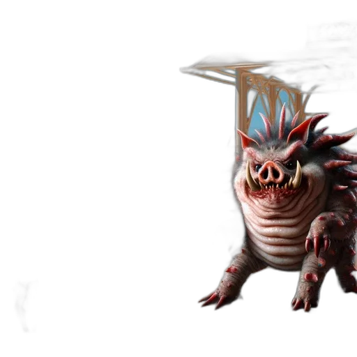 creature, dragon, mask, staff transparent PNG cut-out