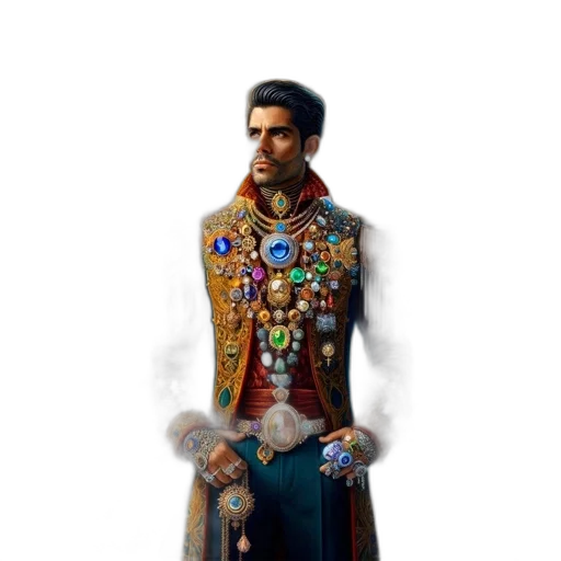 jacket, jewelry, staff, crown transparent PNG cut-out
