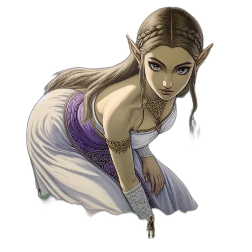 dress, jewelry, staff, face transparent PNG cut-out