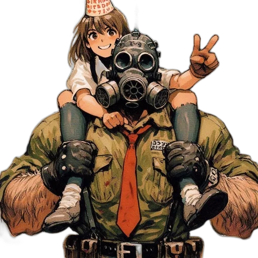mask, jacket, weapon, concept art transparent PNG cut-out