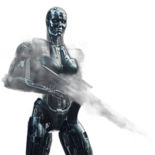 robot, weapon, concept art, 3d render transparent PNG cut-out