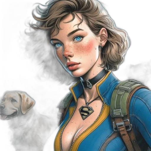 comic book art, concept art, fantasy art, watercolor transparent PNG cut-out
