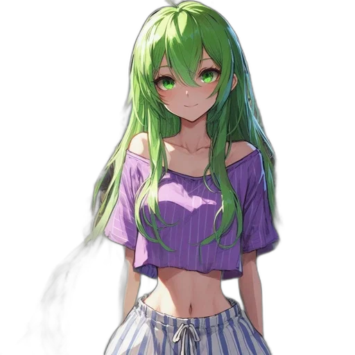 dress, hair, staff, creature transparent PNG cut-out