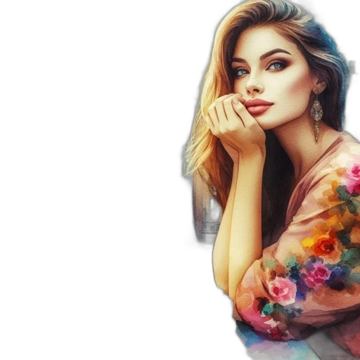 dress, flower, face, jewelry transparent PNG cut-out