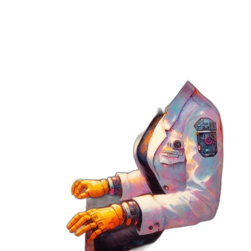 robot, jacket, staff, mask transparent PNG cut-out