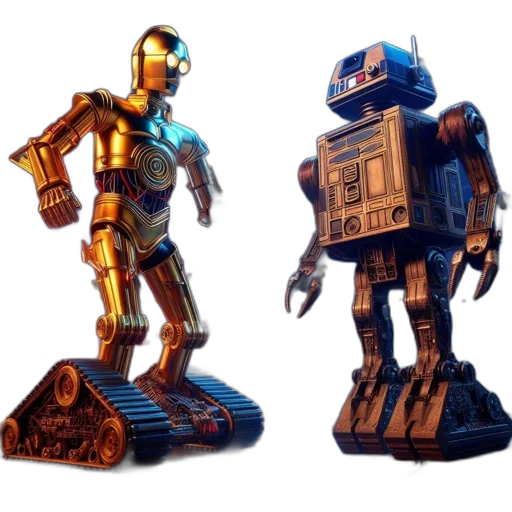robot, 3d render, concept art, blue transparent PNG cut-out