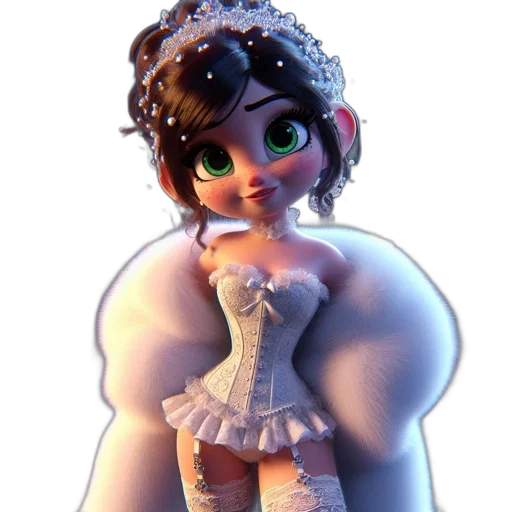 dress, crown, jewelry, staff transparent PNG cut-out