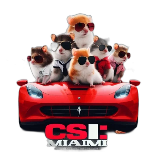 car, 3d render, hamster, actors transparent PNG cut-out