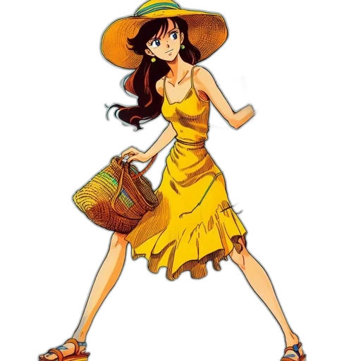 dress, hat, cartoon, anime transparent PNG cut-out