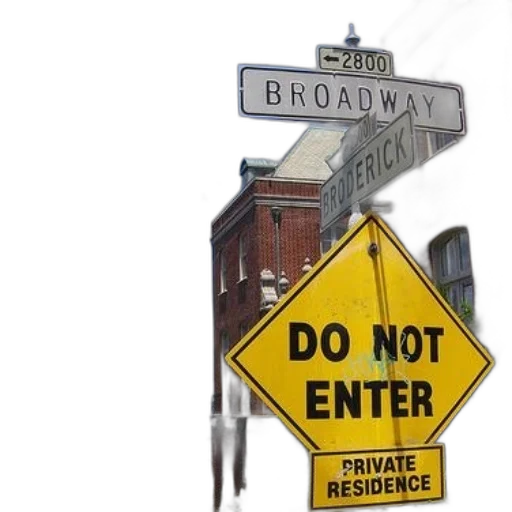 city street, yellow, sign, says transparent PNG cut-out