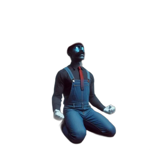 robot, jacket, mask, staff transparent PNG cut-out