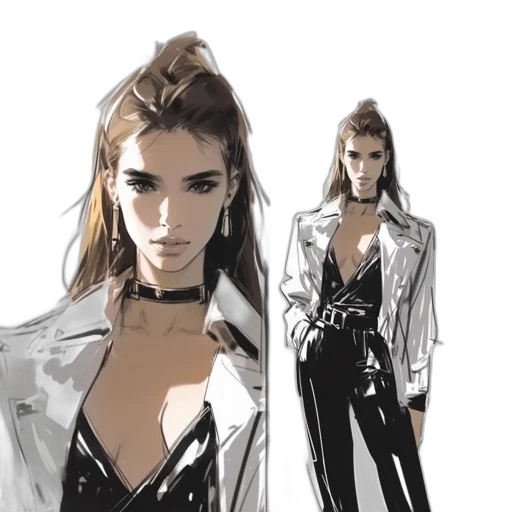 jacket, dress, jewelry, concept art transparent PNG cut-out