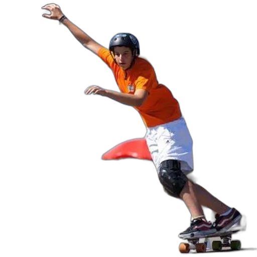 skateboarder, orange, shirt, white transparent PNG cut-out
