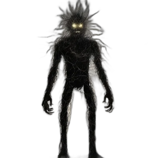 creature, mask, hair, staff transparent PNG cut-out