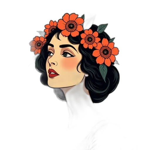 flower, crown, dress, face transparent PNG cut-out