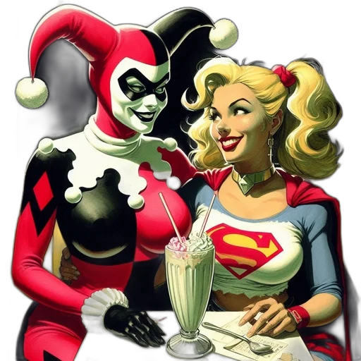 comic book art, concept art, two, characters transparent PNG cut-out