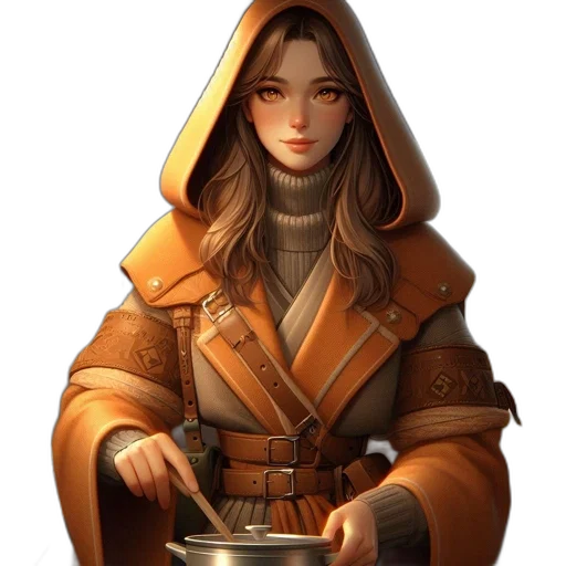 jacket, staff, fantasy art, concept art transparent PNG cut-out