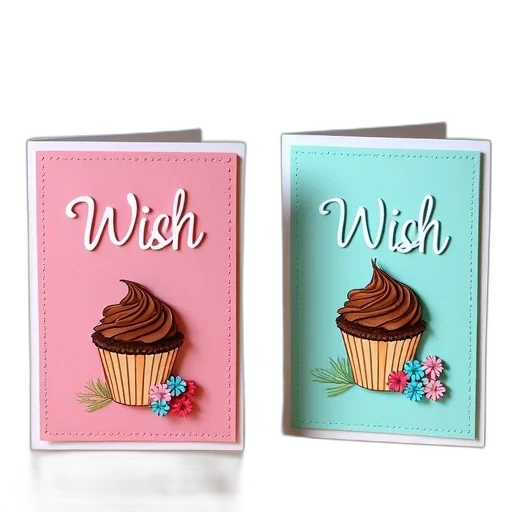 two, greeting, cards, displayed transparent PNG cut-out