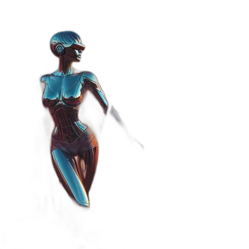 robot, dress, staff, creature transparent PNG cut-out
