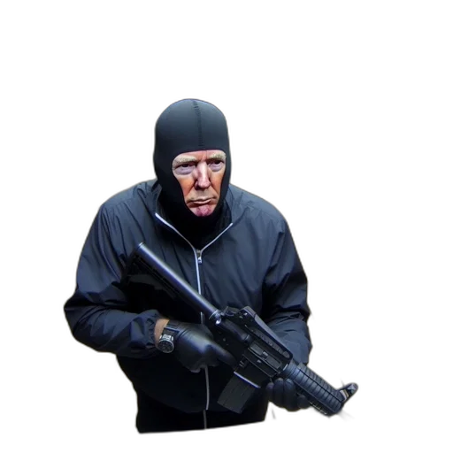 weapon, jacket, staff, face transparent PNG cut-out