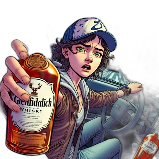 jacket, bottle, comic book art, concept art transparent PNG cut-out